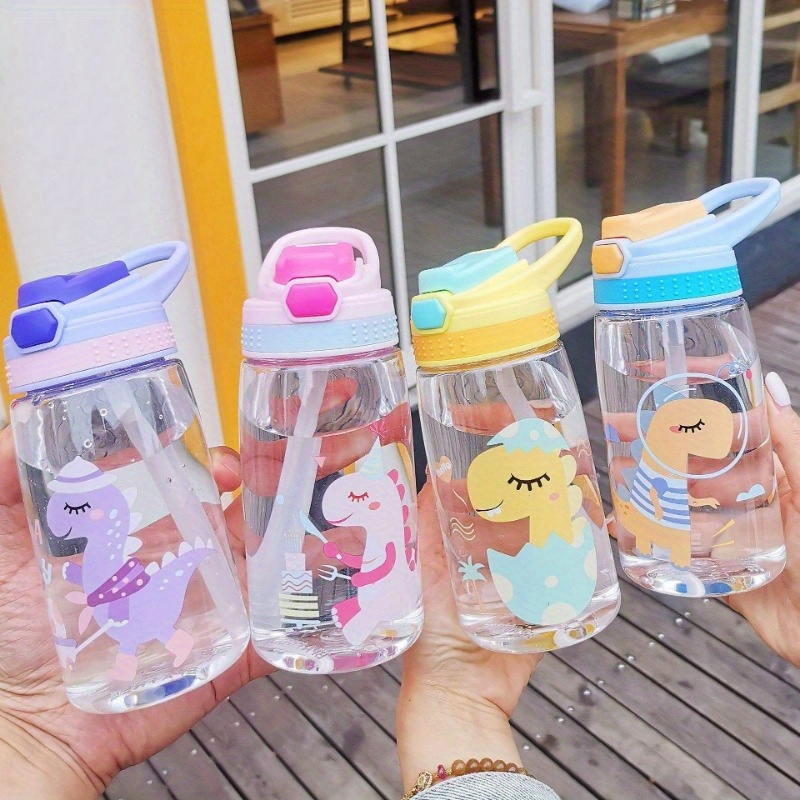 Lindas botellas de agua con pajita, botella de agua deportiva con tiempo  para beber, taza de paja portátil de gran capacidad, taza de vientre, vasos