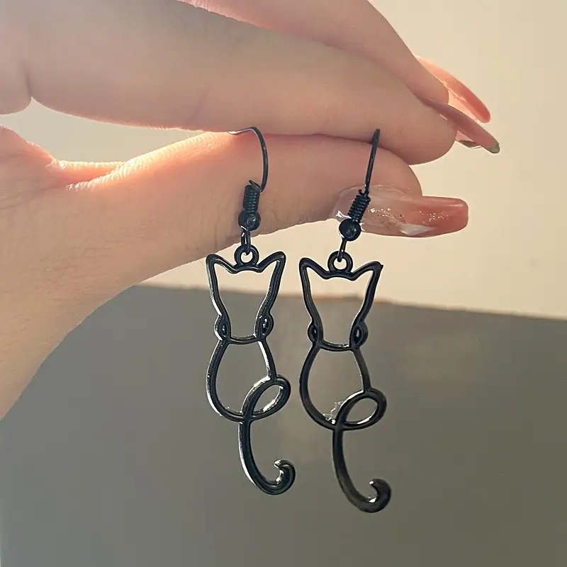 

1 Paire de Boucles d'Oreilles Vintage Chat Noir Simple Creux Mignon Animal Dangle Boucles d'Oreilles Bijoux Drôles Accessoires Pour Femmes Décontracté Quotidien