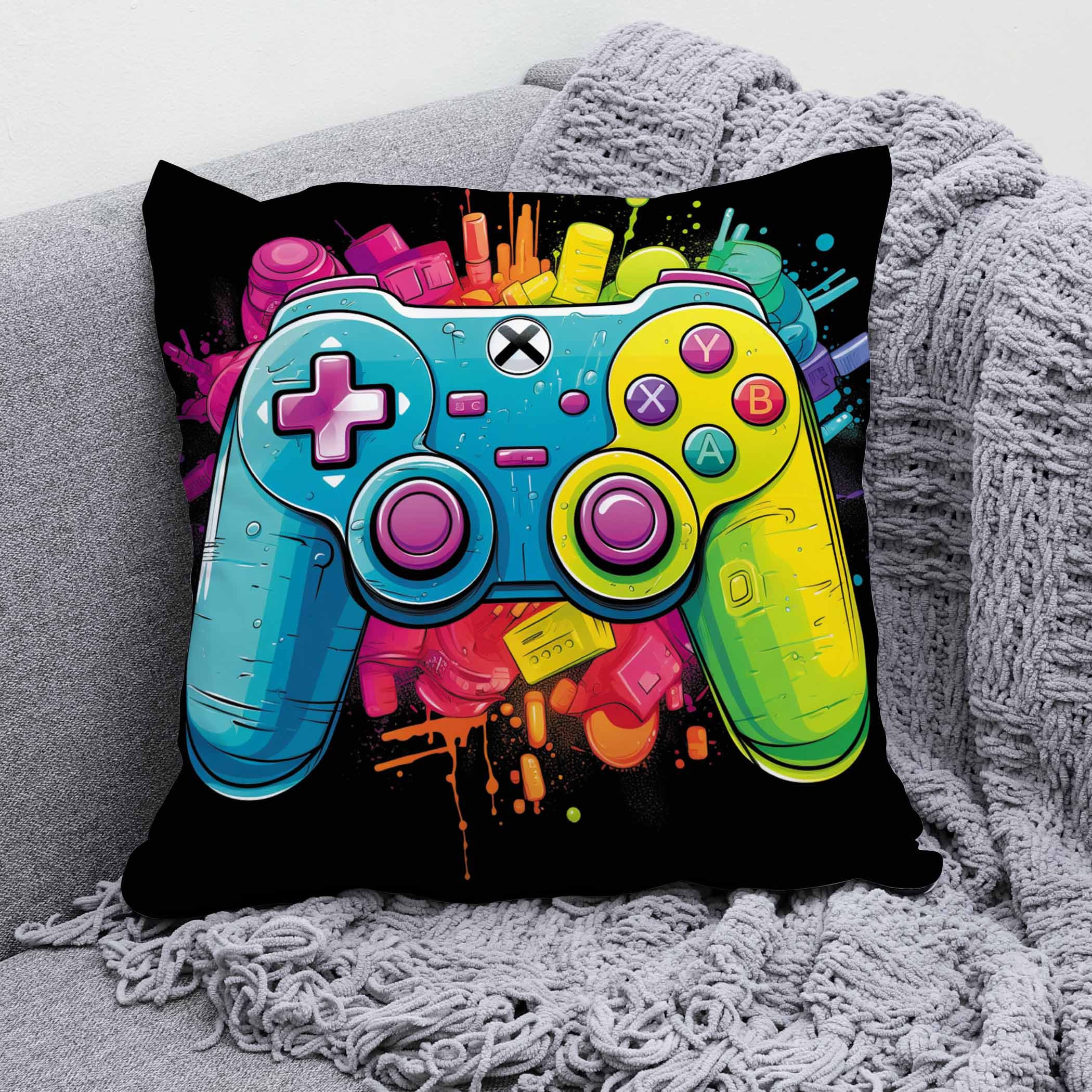 

1pc, Game Flannel Style Polyester Cushion Cover, Pillow Cover, Room Decor, Bedroom Decor, Sofa Decor, Collectible Buildings Accessories (cushion Is Not Included)