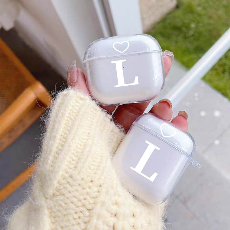 

Letter L & Heart Pattern Headphone Case For Airpods1/2, Airpods3, Airpods Pro, Airpods Pro (2nd Generation) Wireless, Luxury Silicone Cover Soft Earphone Protective Cases Anti-fall Clear Case Gifts