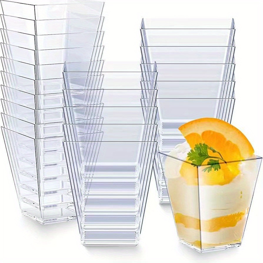 

Value Pack 20pcs 5oz High Trapezoidal Mousse Cups Pudding Cups, Hard Plastic Transparent Jelly Cups, Dessert Cups, Cake Cups, Square Cups For Restaurant