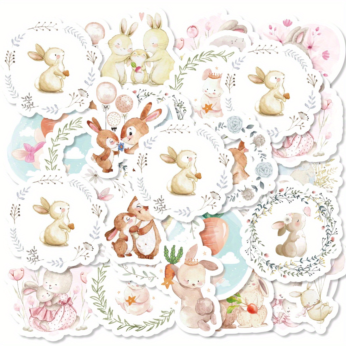 

46pcs Cute Rabbit Stickers For Laptops, Water Bottles, Computers & Phones Easter Gift