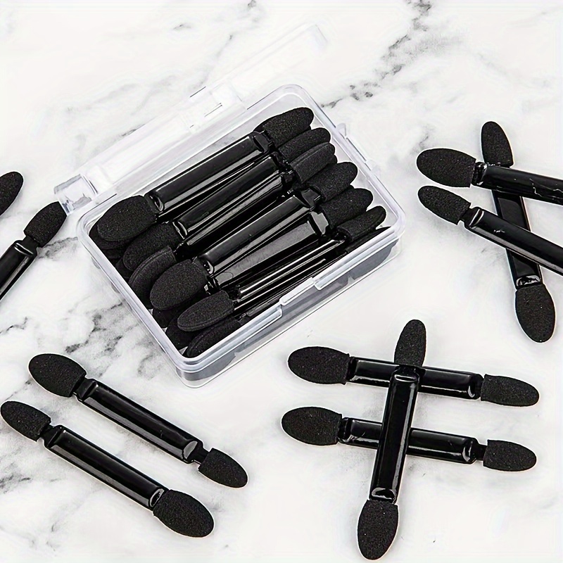 

20/50/100pcs Mini Black Double Head Eye Shadow Sticks Double-sided Sponge Eyeshadow Brush Mini Stick Brushes Travel Eye Makeup Brush Useful And Fashion