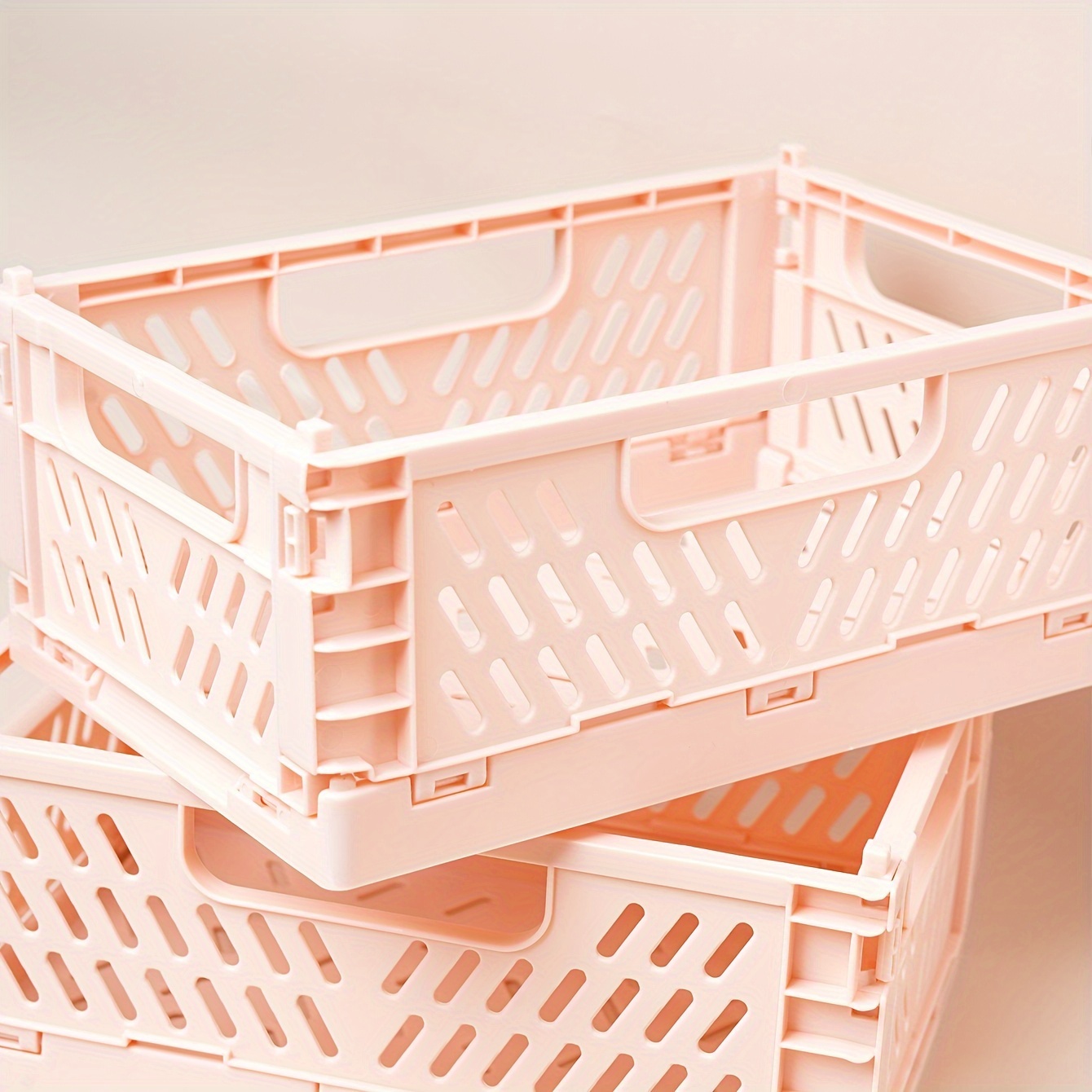 Folding Plastic Storage Basket Tray Handles Desktop Storage - Temu