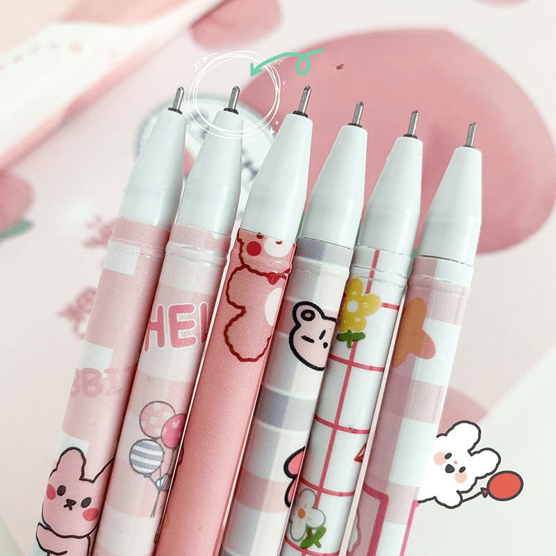 Image of 12pcs Erasable Rollerball Pens Full Needle Tube 0.5 Needle Head Cartoon Very Suitable For Students And Offices