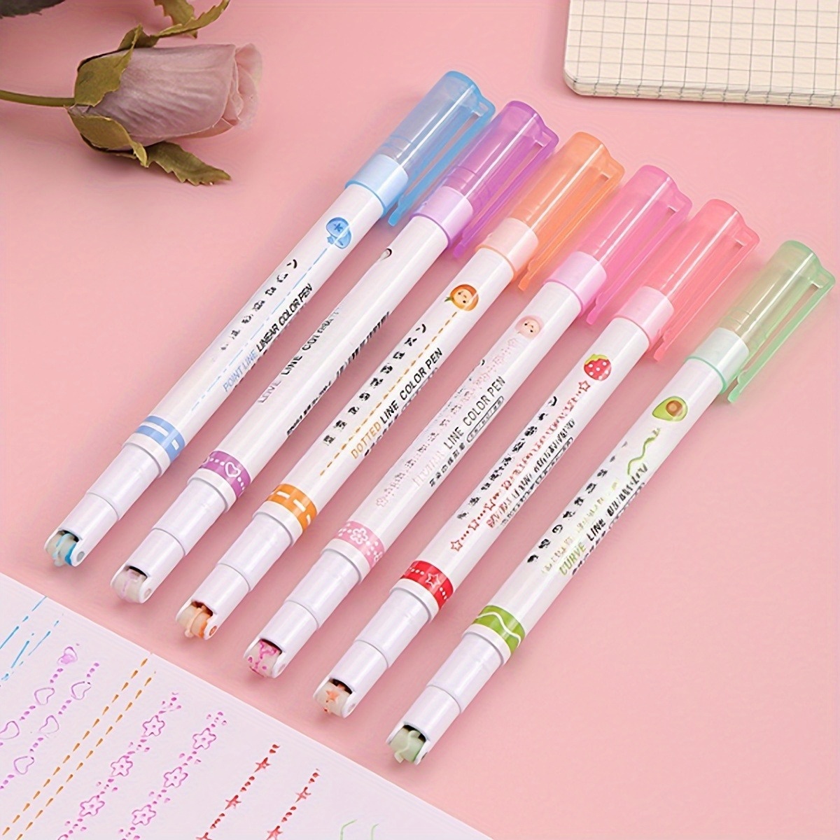 Back To School Season Flower Outline Pens Curve Pens Journal - Temu