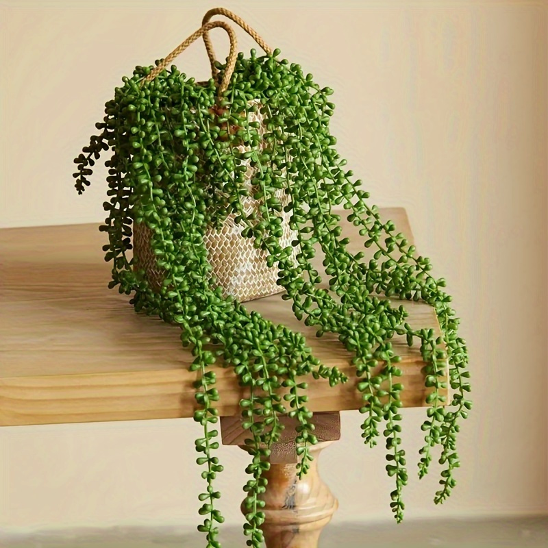 

1/2pcs, Artificial Succulent Lover Tears Rattan, Home & Garden Hanging Faux Pearl Plant Decor, Lifelike Greenery For Indoor Outdoor Decoration