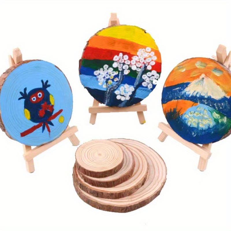 Fuyit Wood Slices 8 Pcs 5.5-6 inches Unfinished Natural Tree Slice Wooden  Circle with Bark Log Discs for DIY Arts and Craft Christmas Ornaments
