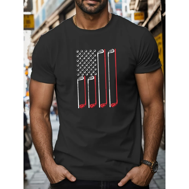 

American Flag Print T Shirt, Tees For Men, Casual Short Sleeve T-shirt For Summer