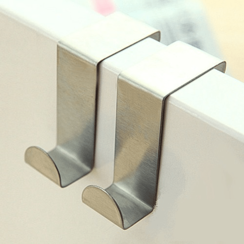 2pcs 1.57inch Stainless Steel Hook Organizer Door Back Hanging Hanger Hooks Coat Baju Kitchen Bathroom