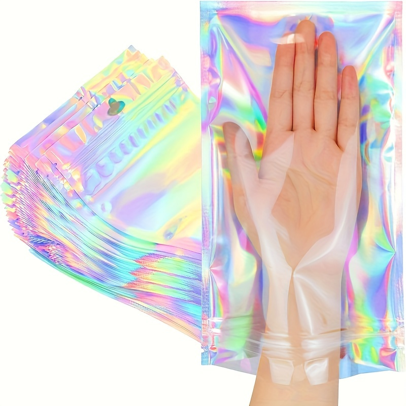 

30pcs, 6*9'' Smell Proof Bags And Resealable Foil Pouch Mylar Sample Bag Great For Party Favor Food Storage, Unique Packaging Zip Lock Bag, Little Accessories Party Gift Bags (holographic Color)