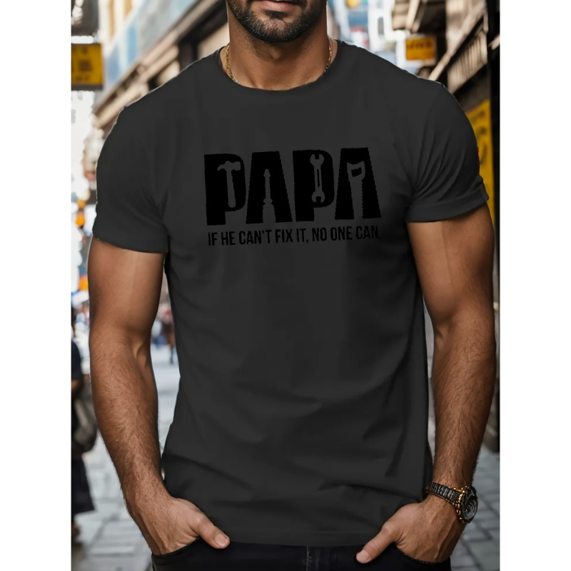 

Papa Print T Shirt, Tees For Men, Casual Short Sleeve T-shirt For Summer