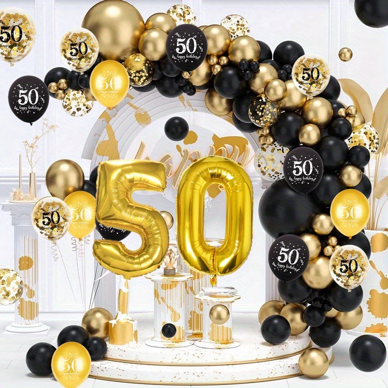 Decoraciones de cumpleaños número 50, suministros para fiestas, globos de  50 cumpleaños color oro rosa, globo de Mylar número 50, decoración de  globos