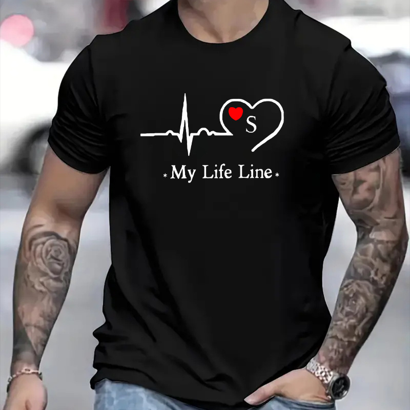 

Red Hearts Print Men's Round Neck Short Sleeve Tee Fashion Slim Fit T-shirt Top For Spring Summer Holiday