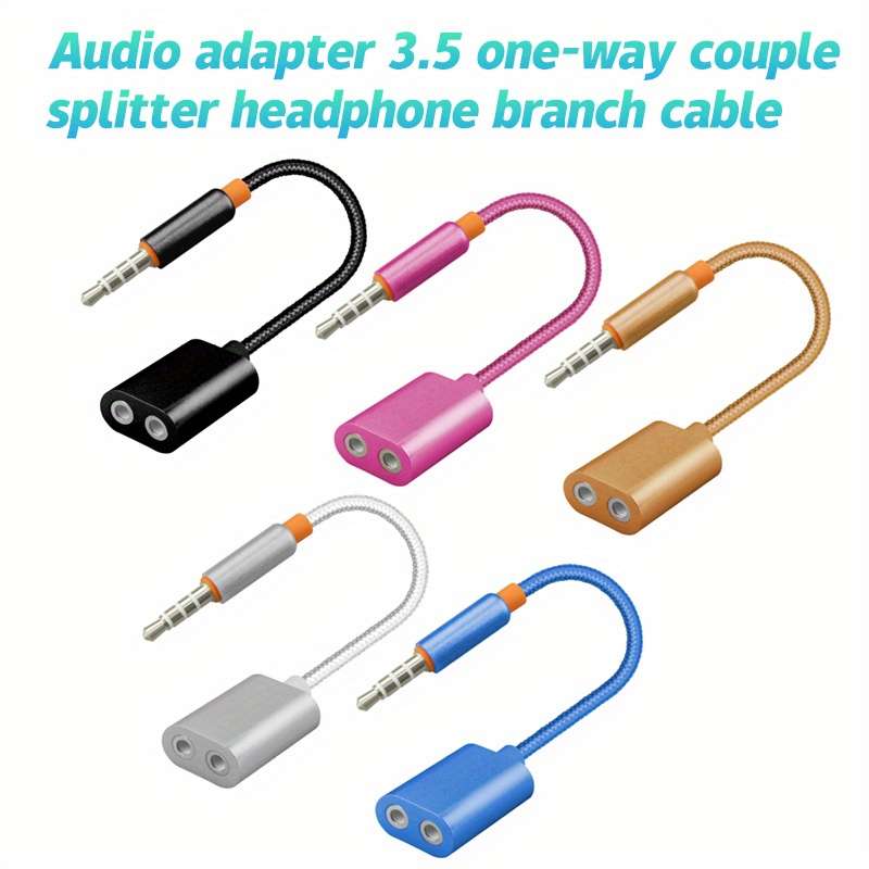 Mobi Lock 3.5mm Headphone Y Splitter (Pack of 2)| 1 Male to 2 Female Audio  Jacks | Allows Two People to Listen to 1 Sound Source | Ideal for All Media