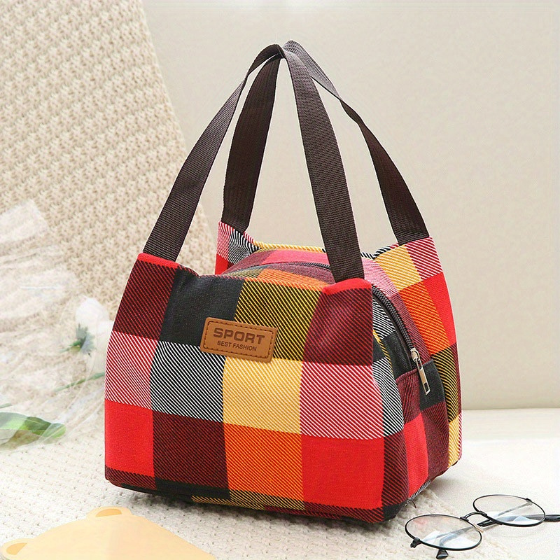 Image of Vintage Satchel Bag Compatible For Work & Casual - Lightweight Striped Handbag With Zipper Closure, Handbag Suitable For Everyday Use, Office &