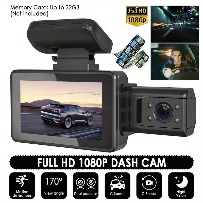 1080p Car Dash Cam 2 Cámara Grabación Ciclo Grabadora Video - Temu Chile