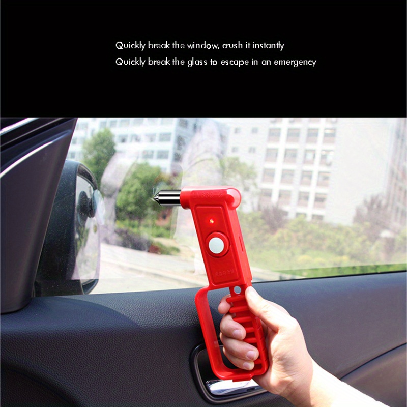 Cortacristales y cortador de cinturón de seguridad 2 en 1 Herramienta de  llavero de escape de coche, martillo de seguridad para ventanas (rojo)