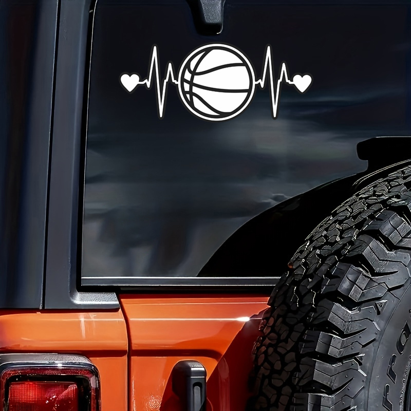 

1pc Basketball Heartbeat Vinyl Decal Sticker For Cars, Trucks, Van, Walls, Laptops, Cups