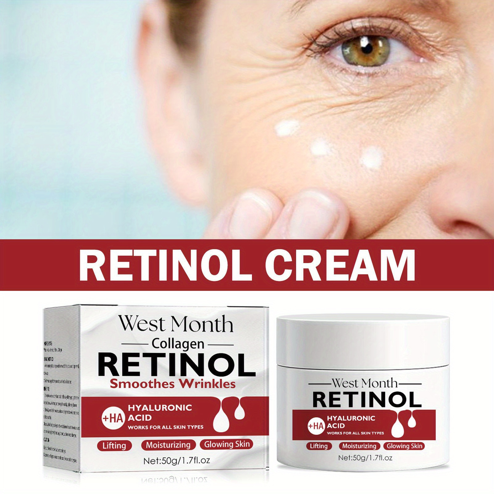 1.76oz Retinol Moisturizer Face Cream With Collagen & Hyaluronic Acid