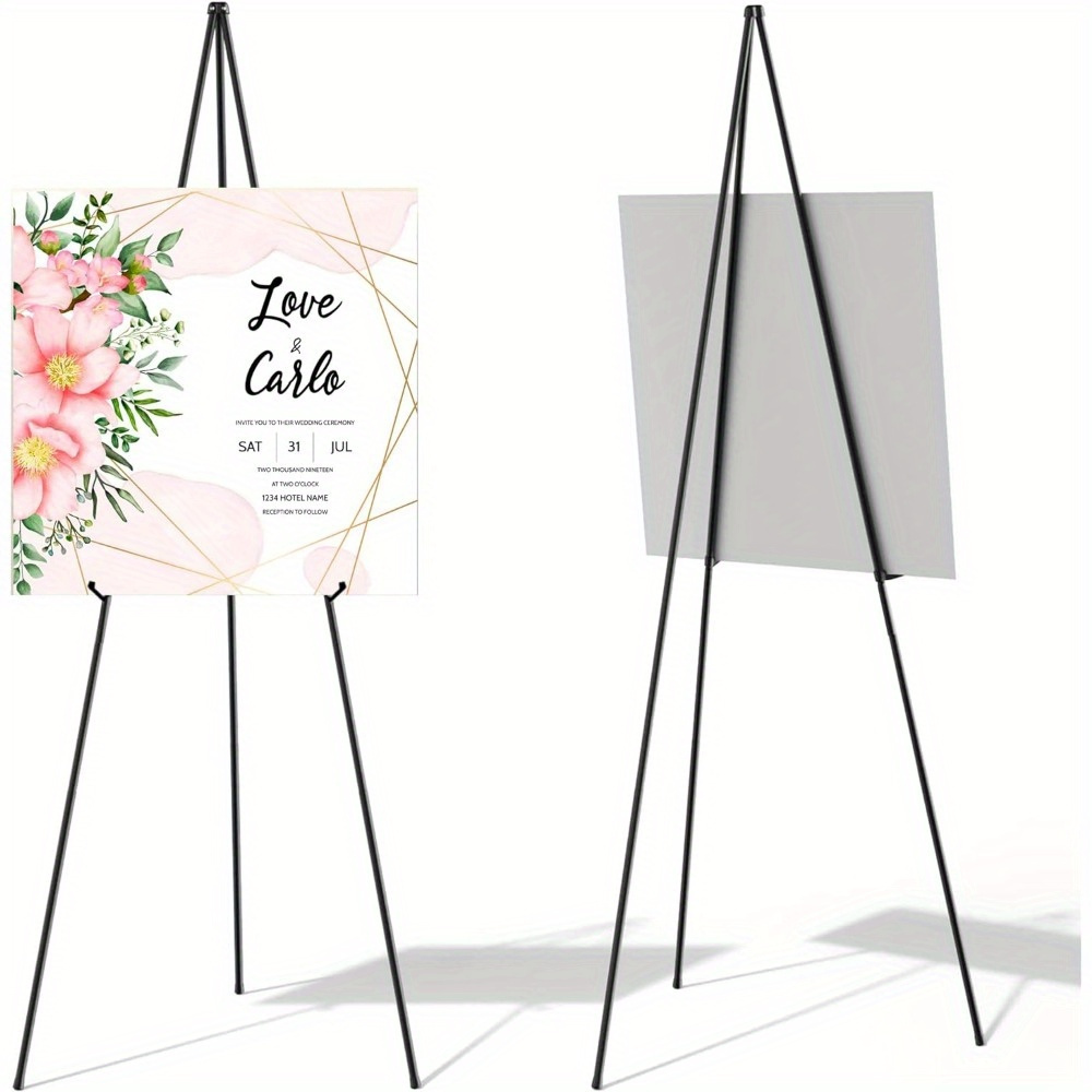 1pc Easel Stand, Display Easel, Black Tripod, Suitable For Wedding Signs  And Posters Welcome Board Stand, Adjustable Metal Painting Easel, Shop Now  For Limited-time Deals