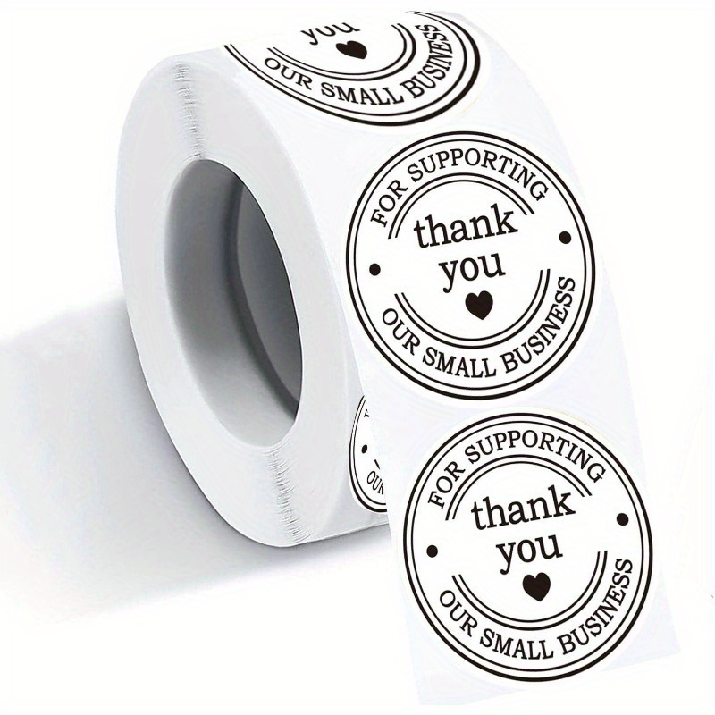 TEMU 500pcs/1 Roll 1.5" Round Thank You Stickers - Printed Thank You For Supporting Our Small Business Stickers With Hearts - Thank You Labels Back To School