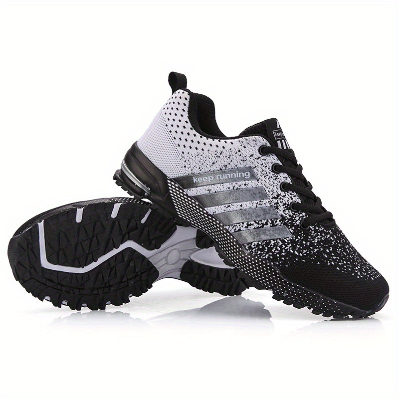 Stripe Letter Athletic Running Shoes Air Cushion Mesh Sneakers