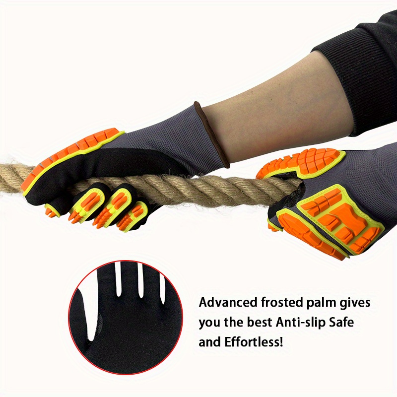 Safety Work Gloves with Impact Protection, Micro-Foam Nitrile coated TPR  Heavy Duty Gloves, Cut Resistant Gloves for Men Women, Touchscreen  Anti-Slip