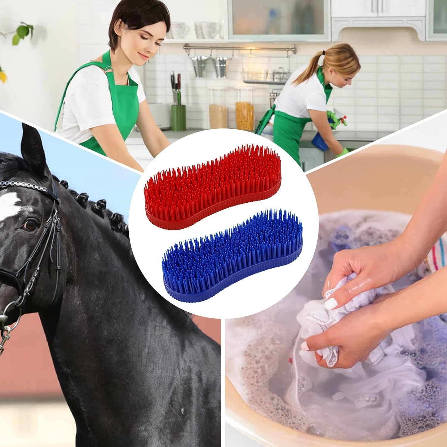 2/4pcs Silicone Horse Cleaning Grooming Brushes, Horse Grooming Brush, Equestrian Massage Tool For Horse Grooming Care Supplies