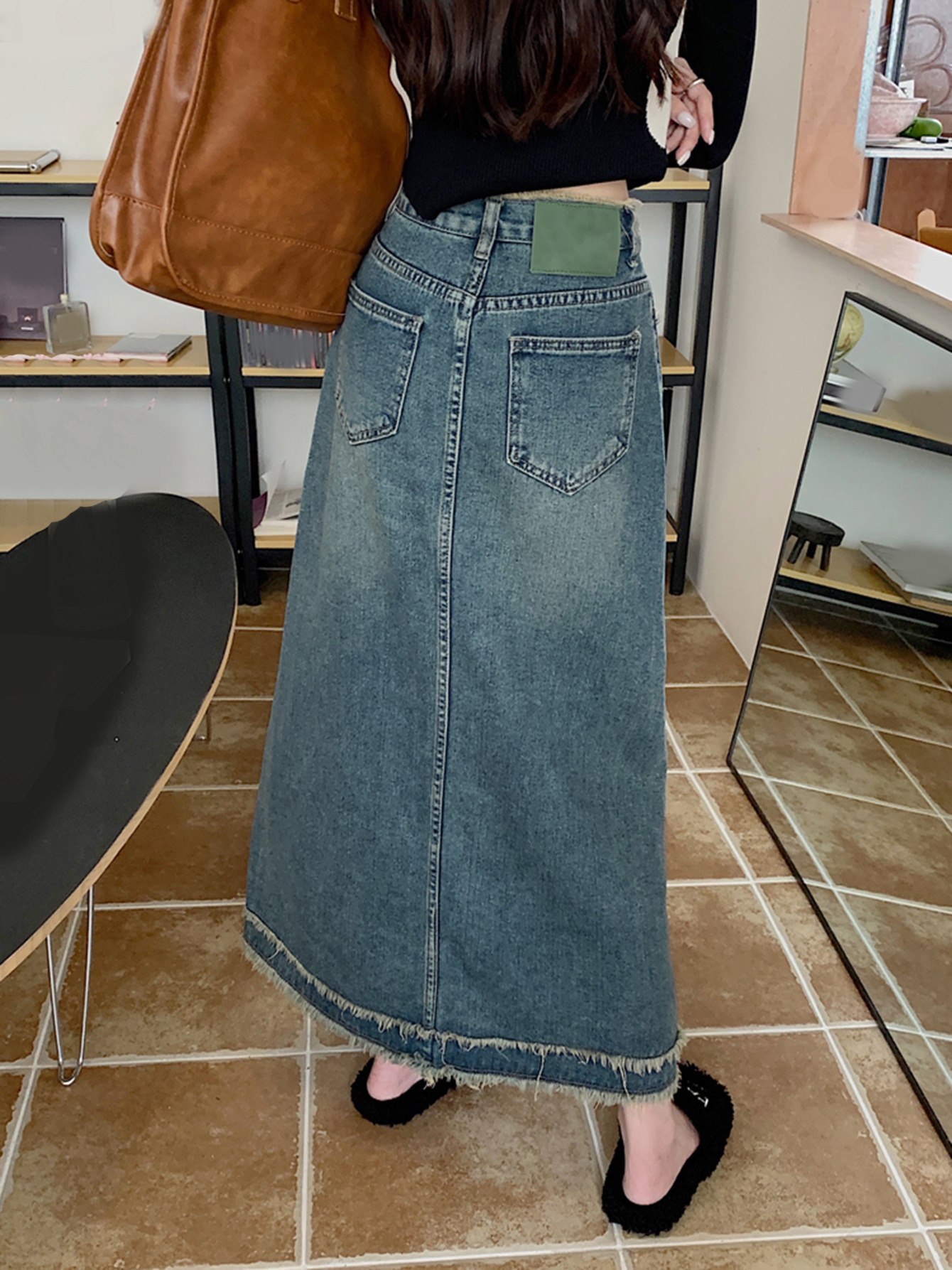 Trim Washed Denim Skirts High Waist A line Streetwear - Temu