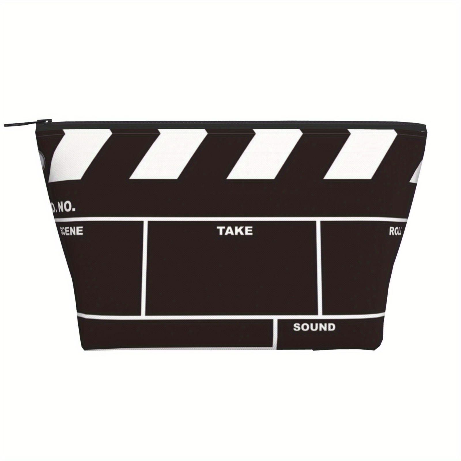 

Black Movie Clapboard Pattern Cosmetic Bag, Portable Travel Zipper Storage Bag, Cosmetic Travel Bag, Toiletry Bag, Multifunctional Makeup Bag Suitable For Gifts And Surprise Travel