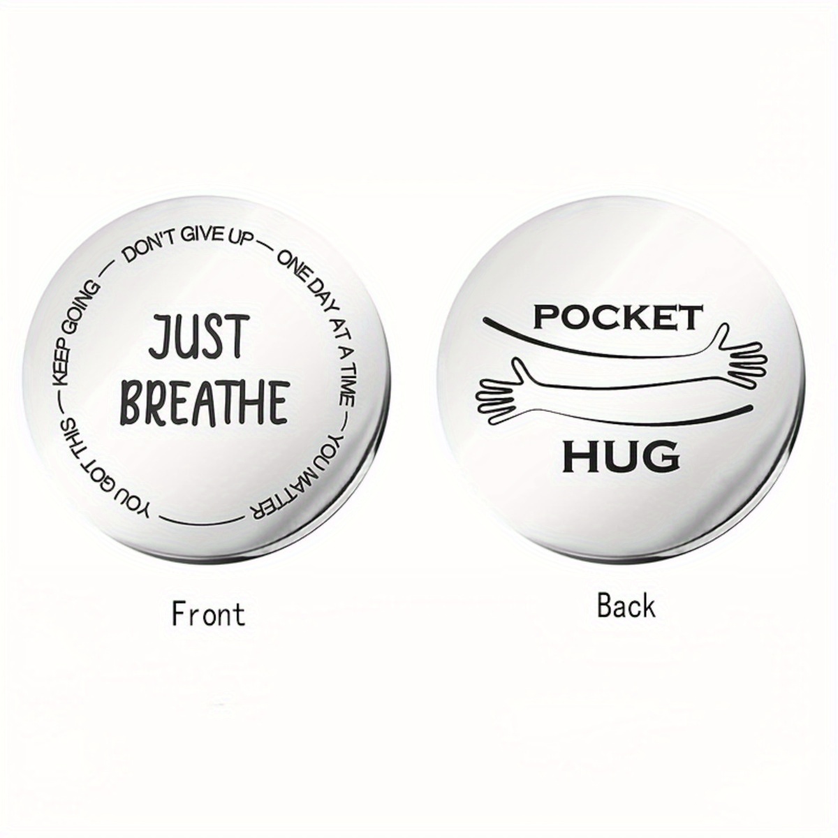 

1pc Creative Stainless Steel Double Hug Token Inspirational Pocket Hug Token Gift