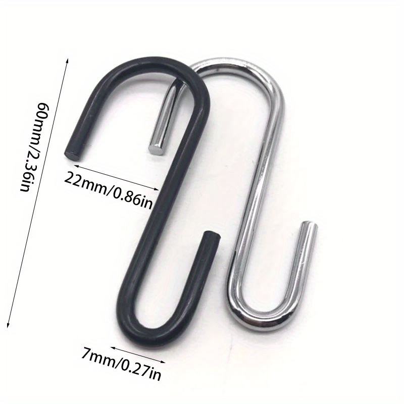 10PCS Black S Shaped Hooks Kitchen Bathroom Stainless Steel S Type