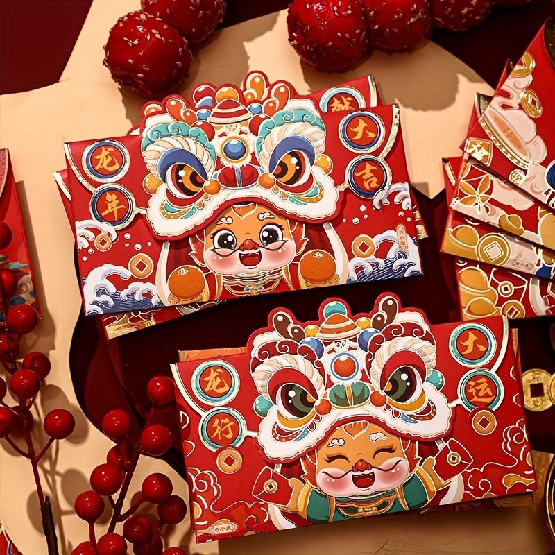DPTALR année bon augure pièce d'or enveloppe rouge feuille d'or zodiaque  chinois enveloppe rouge 