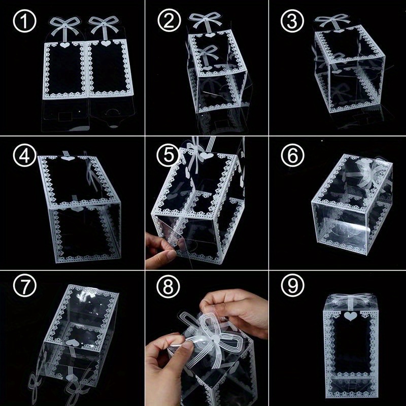 10 шт. изящных прозрачных подарочных коробок для дней рождения, свадеб, Дня Святого Валентина, упаковки шоколада, тортов, питомниковых материалов, праздничных принадлежностей. Детали 2.