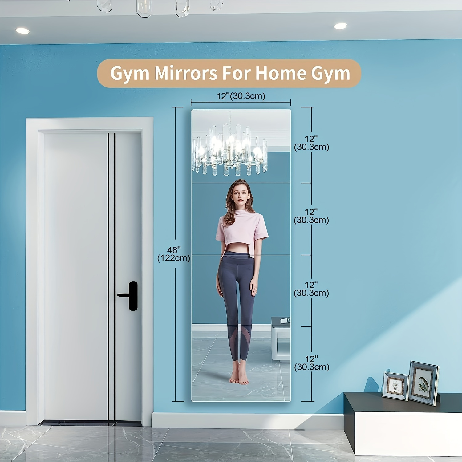 12PCS Gym Mirror for Home Gym Mirror Tiles for Wall 12 X 12, Square Mirror  Frame
