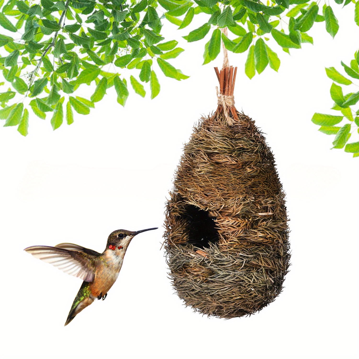Straw Bird Cage Nest House Natural Fiber Grass Bird Hut Hanging Bird House  For Bird Garden Decoration, 24/7 Customer Service