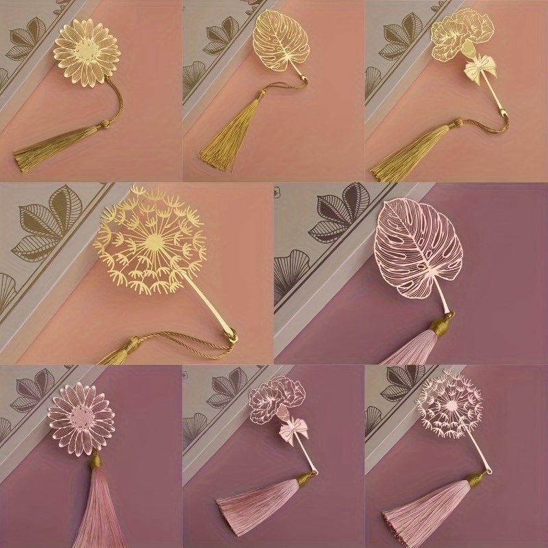 

1pc Cultural And Creative Gift Metal Bookmark, Carnation Dandelion Pattern Gift Bookmark For Friends, Teachers