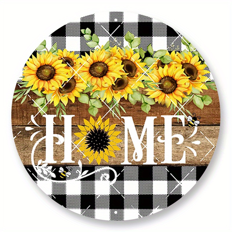 

1pc 8x8inch Aluminum Metal Sign, Sunflower Home Round Sign, Metal Sign, Home Art Sign