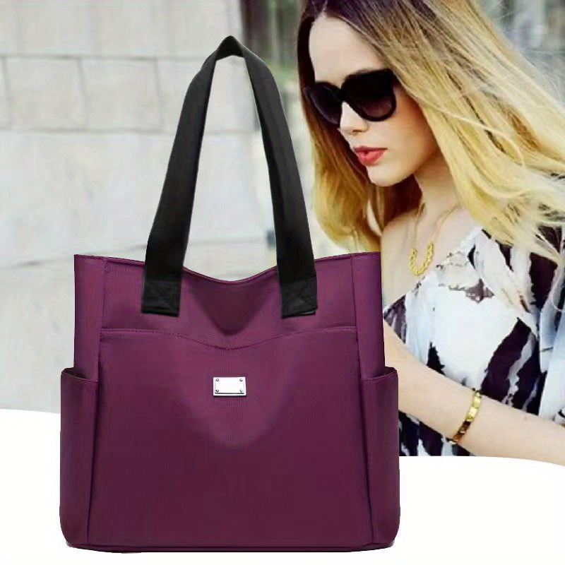 Simple Oxford Cloth Tote Bag Lightweight Travel Shoulder Bag - Temu