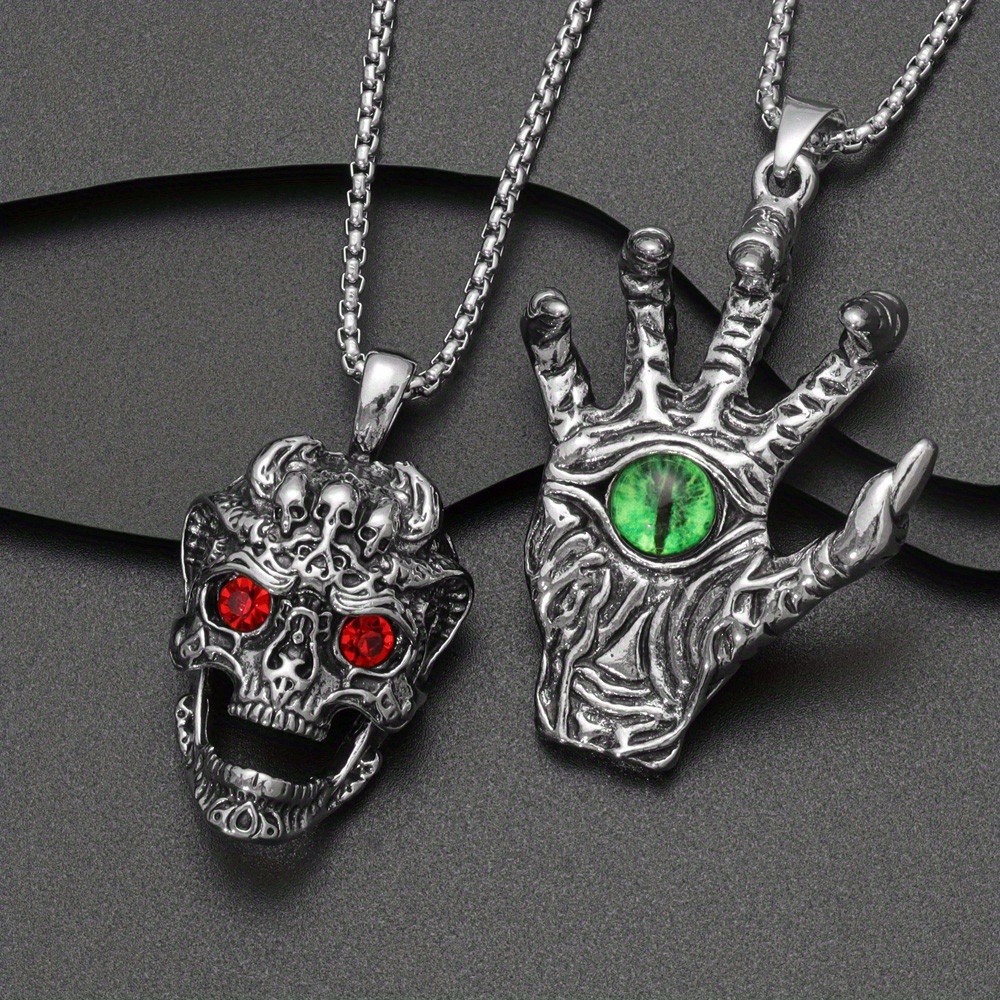 1pc Hip Hop Fashion Skull Pendant, Long Hip Hop Glow in The Dark Evil Light Up Skull Necklace, Trending Party Jewelry, Jewels for Men and Women