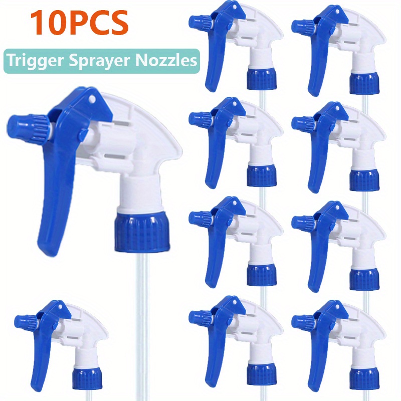 

10pcs 28/400 Trigger Sprayer Nozzles Adjustable Spray Head Fits 8, 16, And 32 Ounce Standard Bottles For Garden Cleaning Watering With Cutable Dip Tube