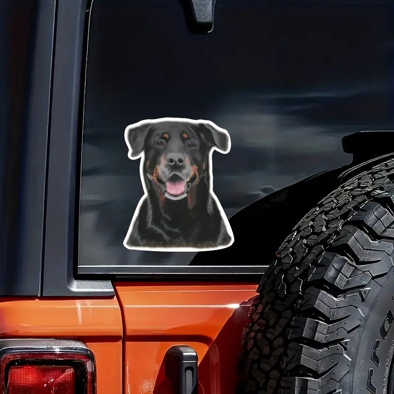 1pc Großer Schwarzer Hund Autoaufkleber, Vinyl Wasserdicht Aufkleber Laptop  Auto Cartoon Kreative Text Autoaufkleber