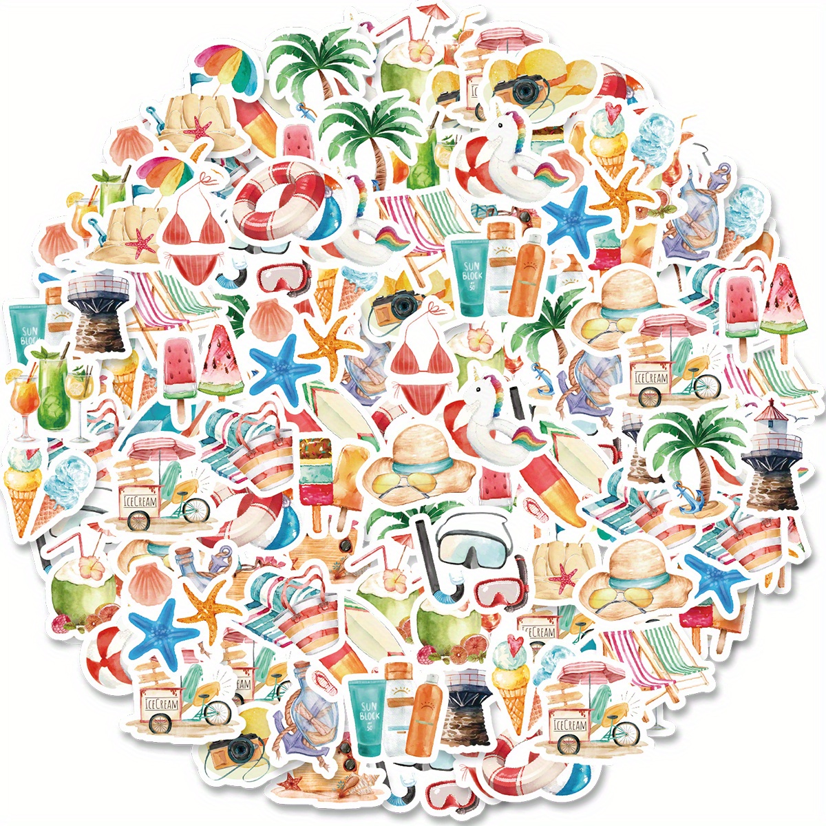 46pcs Set Of Surfing Stickers, , Bumpers, Skateboards, Water Bottles, Computers, And Phones--etori