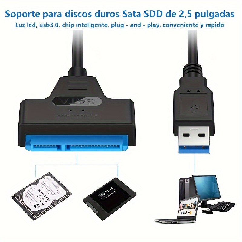 

2.5 Inches Sata To Usb 3.0 Adapter Cable, High-speed 6gbps Data Transfer, 22-pin Sata Iii Hard Drive Connector, Led Indicator, Plug & Play, No Driver Needed, 500mm Length For Hdd & Ssd Compatibility