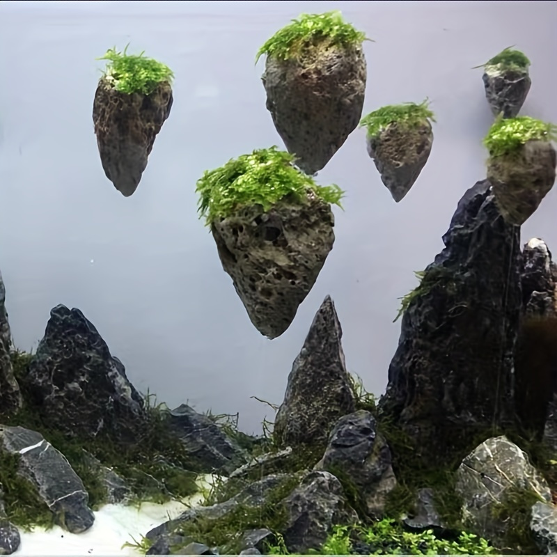 Aquarium Decoration: Resin Floating Pumice Stones With Moss - Temu