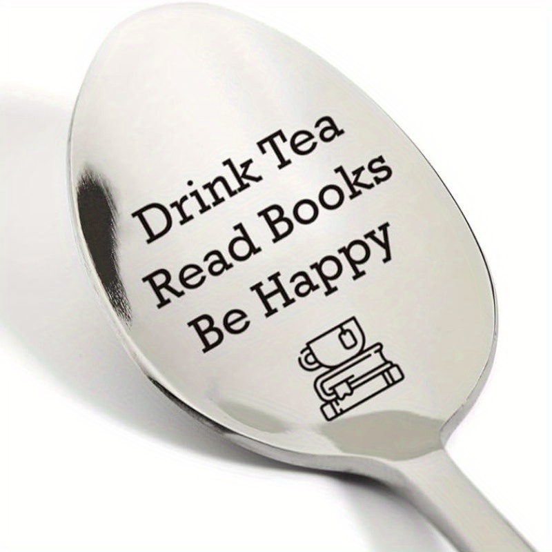 TEMU Idee Regalo per del T癡, Bevi T癡 Leggi Libri Sii Cucchiaio Inciso in Acciaio , Cucchiaio da T癡 Regalo per
