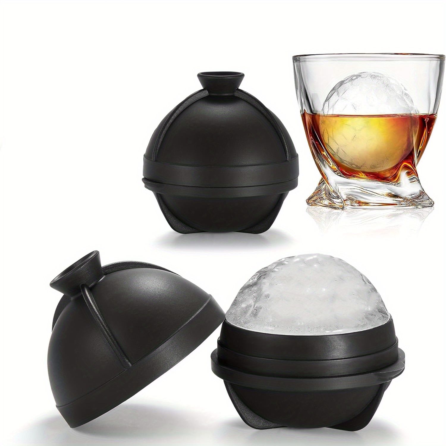 2.5 inch Large Globe Ice Cube Mold,2pcs Sphere Ice Cube Mold,Ice Ball Mold  - Great for Whiskey and Scotch