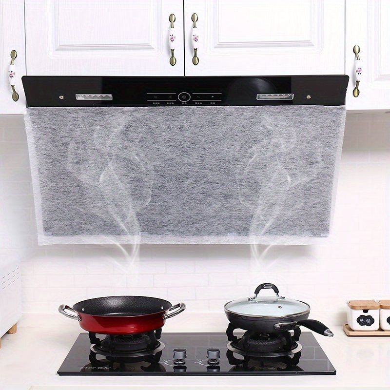 1 Roll Kitchen Oil Filter Mesh - High Temperature Resistant Non-Woven Fabric Smoke Dust Cover for Range Hood, No Battery Required