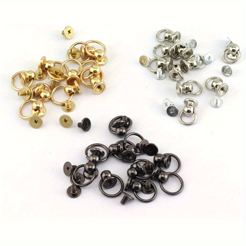 

Value Pack 30pcs Screwback Round Head Rivet With Pull Ring 3 Color Assorted Kit Metal Handmade Diy Accessory Nail Heads Stud Leather Craft Screw Rivets (silvery, Black, Golden)